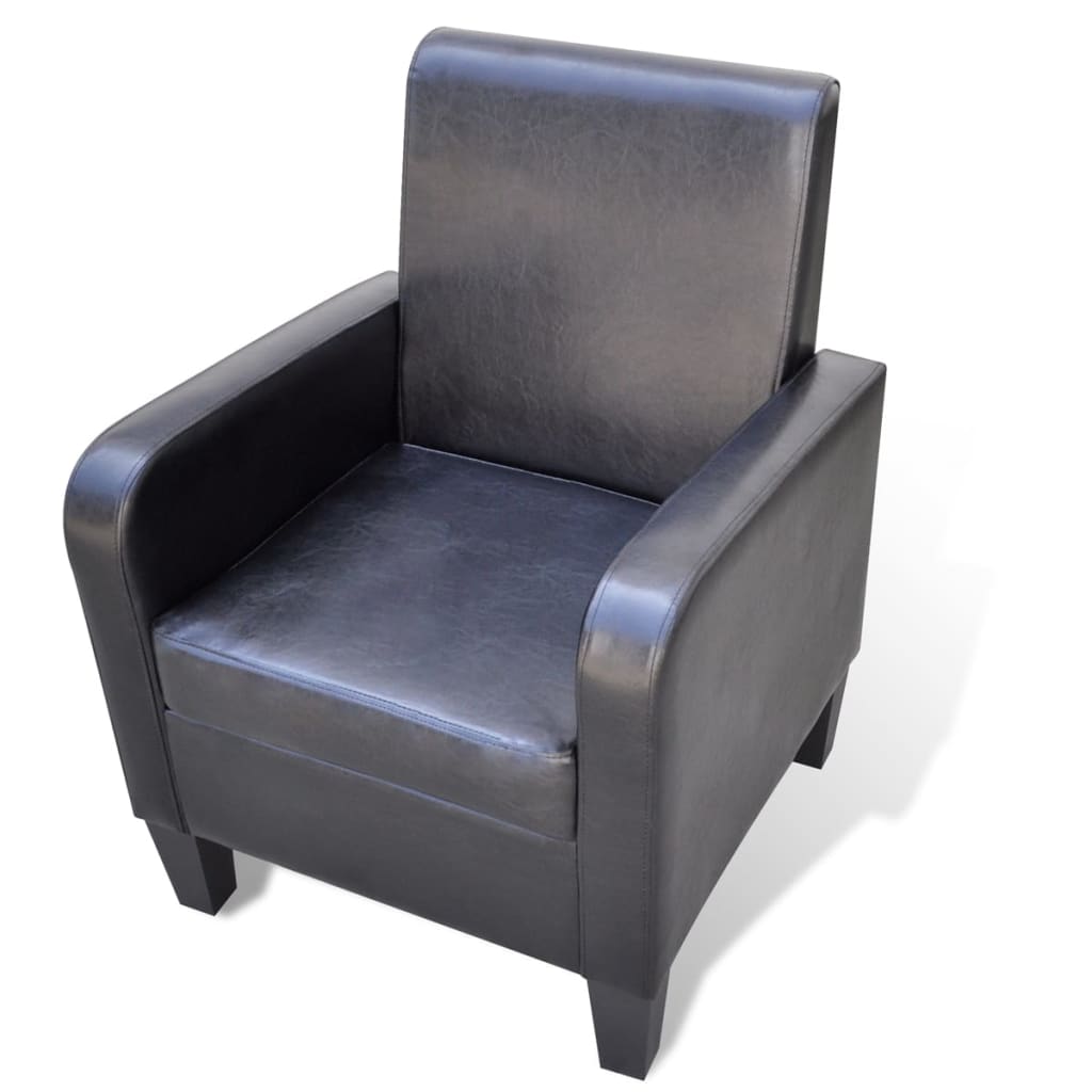 Vetonek Sillón de cuero sintético negro