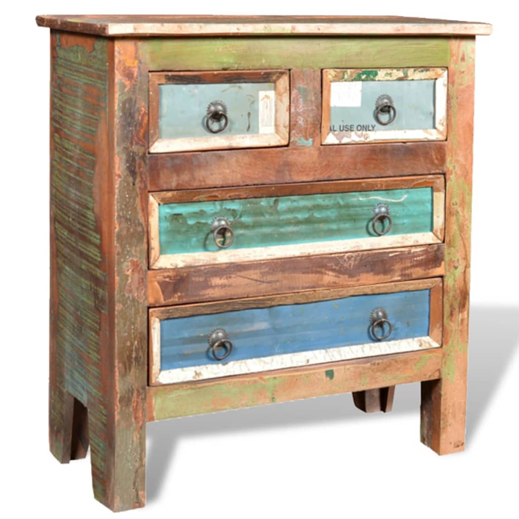 Recycled solid wooden sideboard furniture with 4 drawers