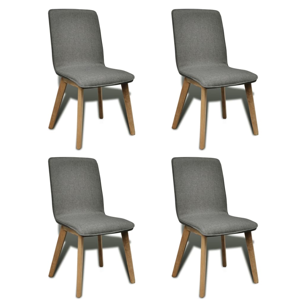 Vetonek Sillas de comedor 4 uds tela gris claro y madera maciza roble