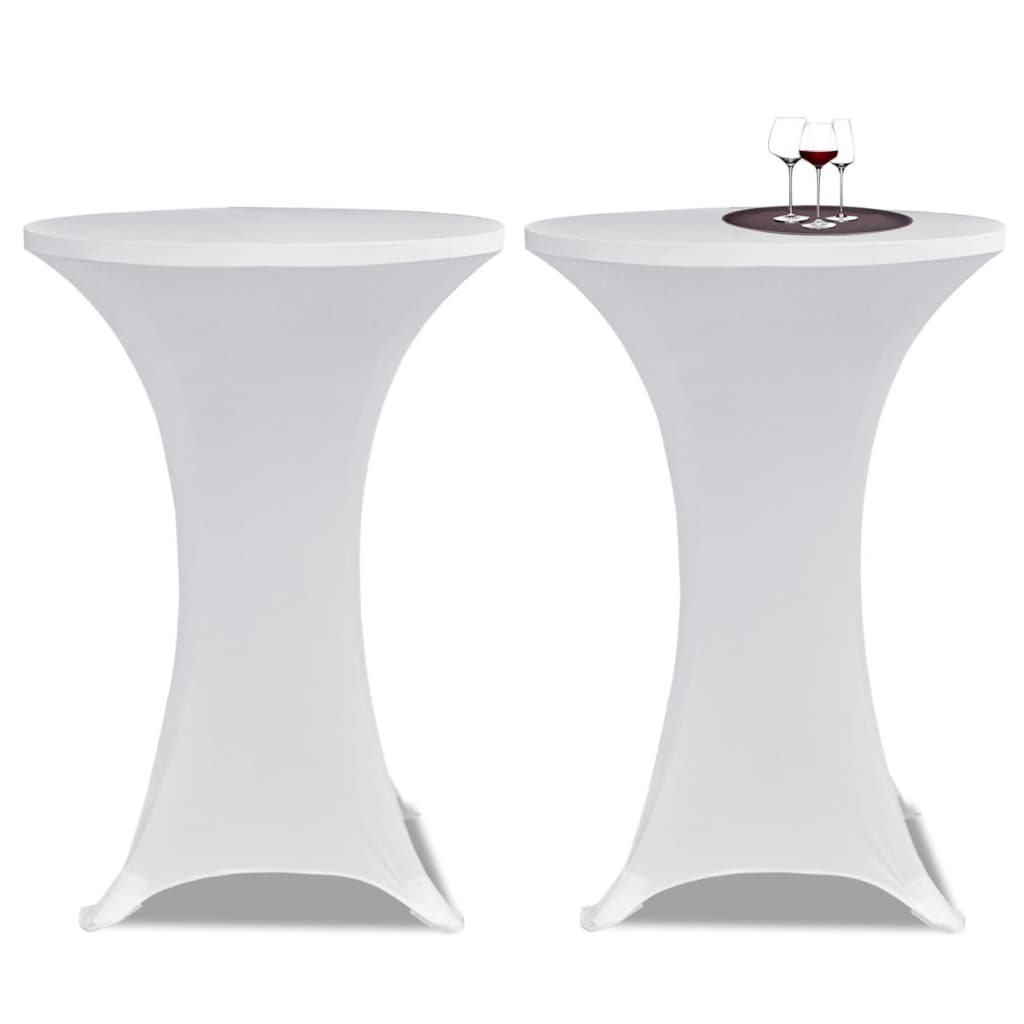 2 Manteles blancos ajustados para mesa de pie - 80 cm diámetro