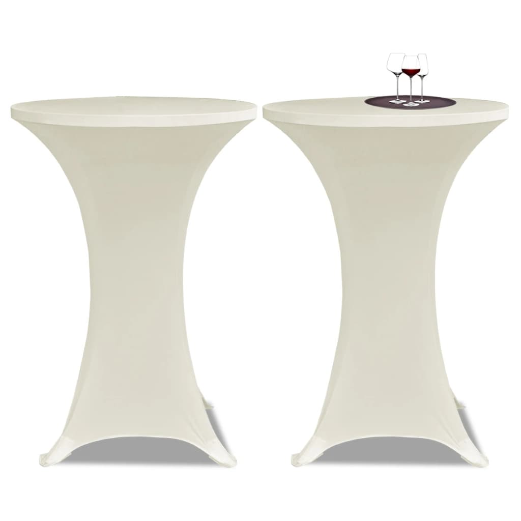 2 Manteles color crema ajustados para mesa de pie - 70 cm diámetro