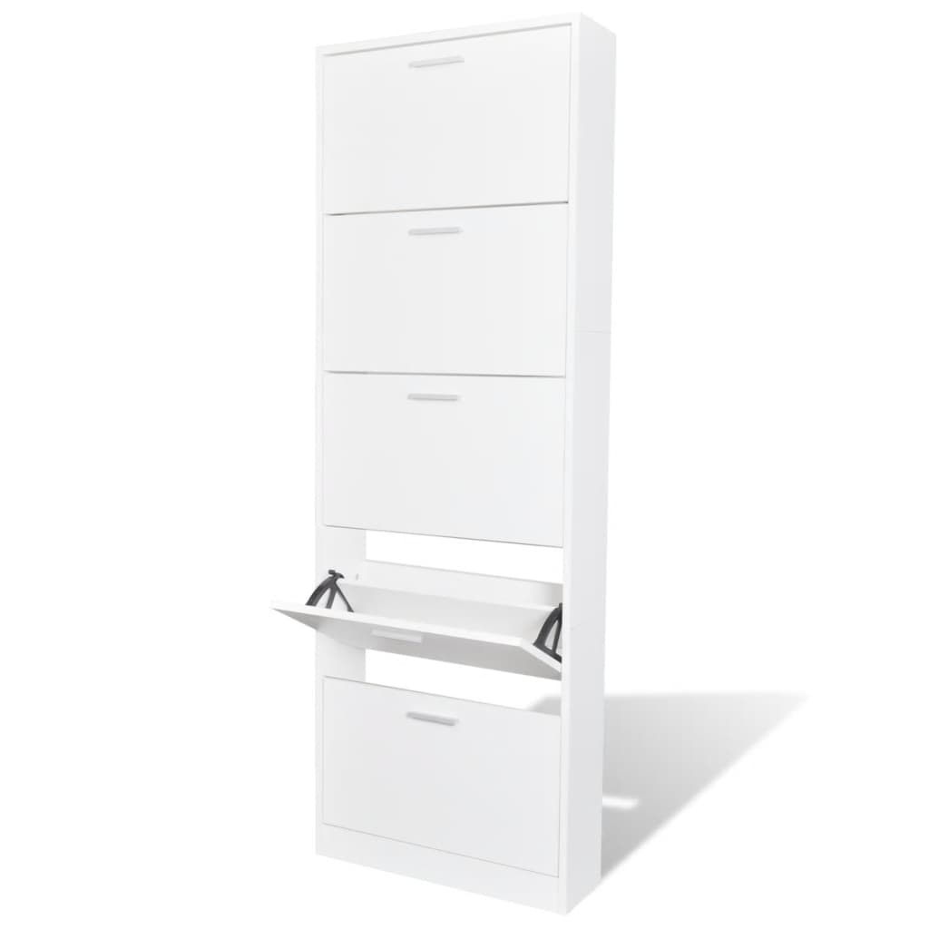 Vetonek Mueble zapatero blanco con 5 compartimentos