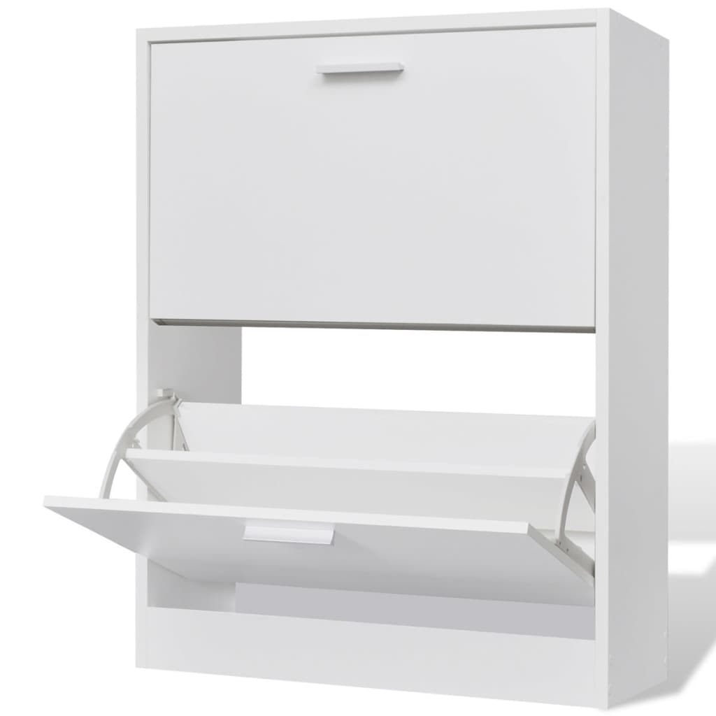 Vetonek Mueble zapatero blanco con 2 compartimentos