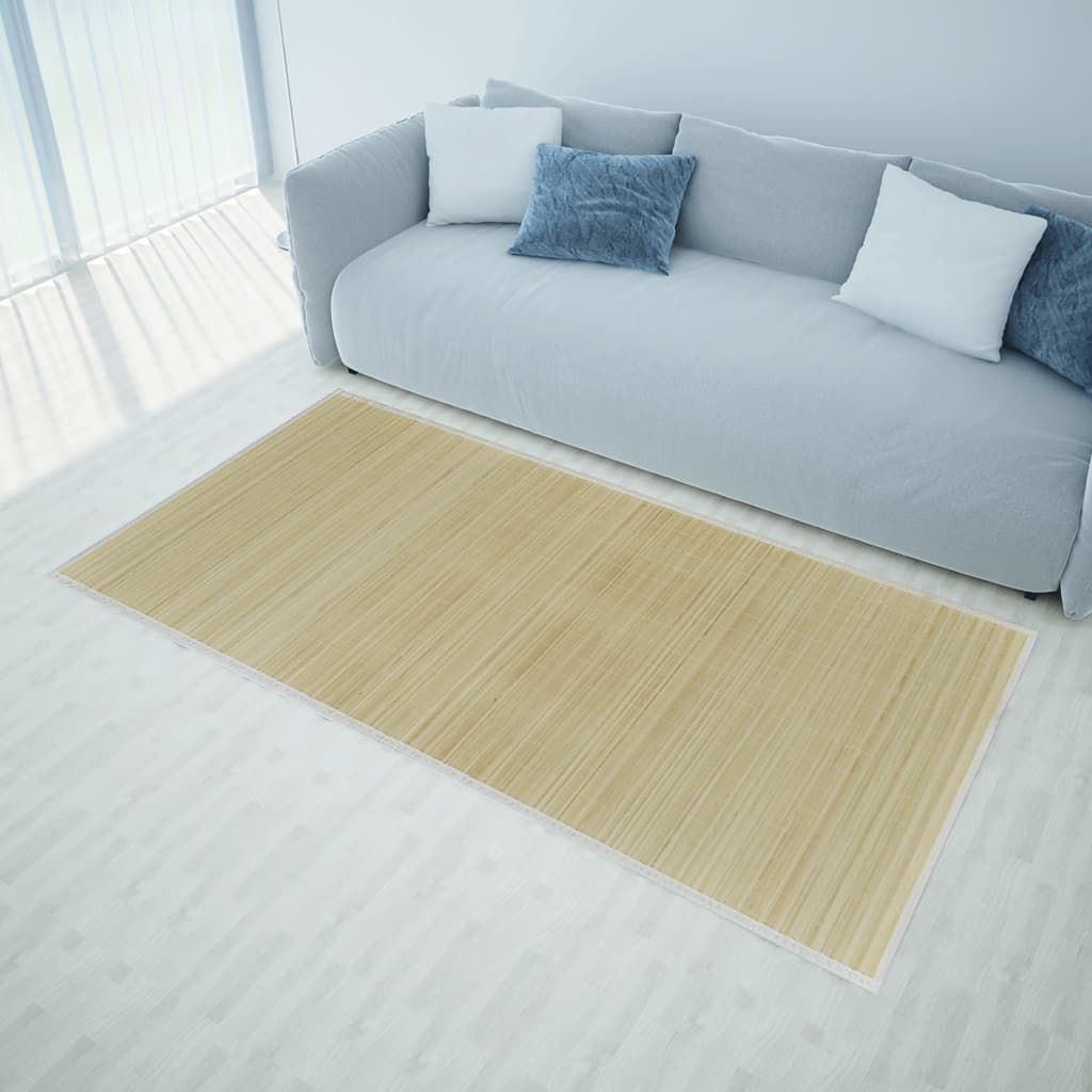 Carpete de bambu natural retangular 150 x 200 cm