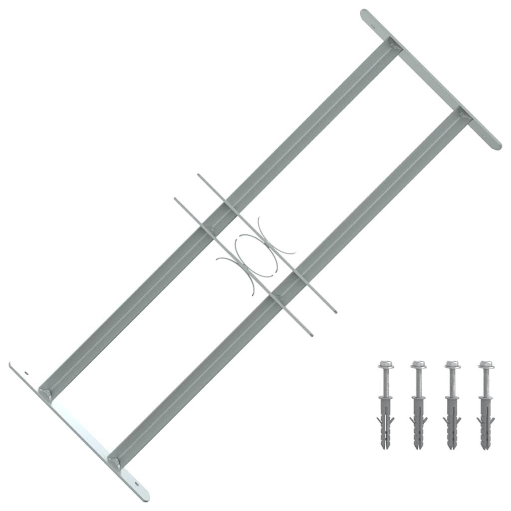 Adjustable window security grille with 2 bars 500-650 mm 