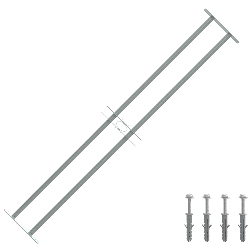 Adjustable security window grille with 2 bars 1000-1500 mm 