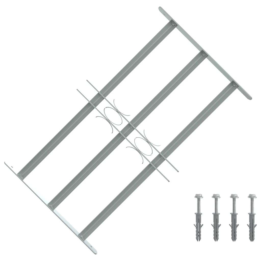 Adjustable security window grille with 3 bars 500-650 mm 