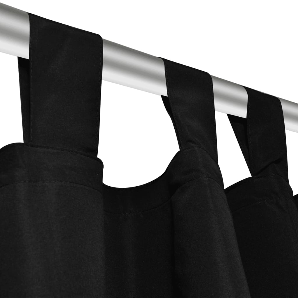 2 micro-switched black curtains with loafers, 140 x 245 cm