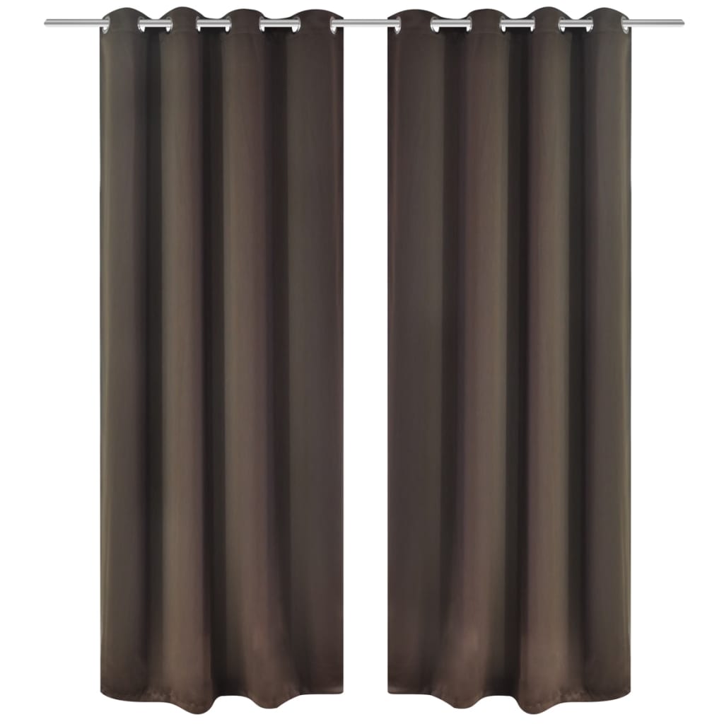 2 cortinas marrones oscuras con anillas blackout 135x245cm