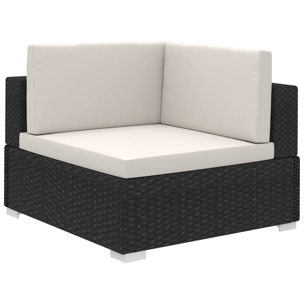 Set muebles de jardín 6 piezas y cojines ratán sintético negro vidaXL