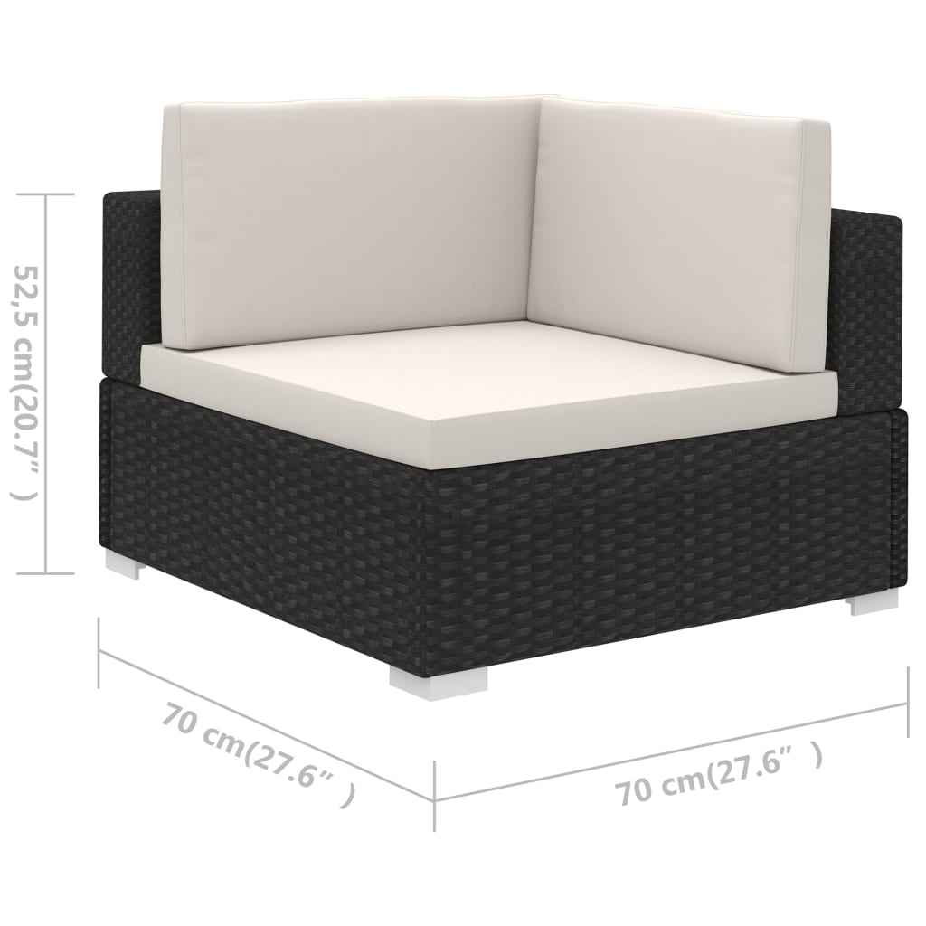 Set muebles de jardín 6 piezas y cojines ratán sintético negro vidaXL