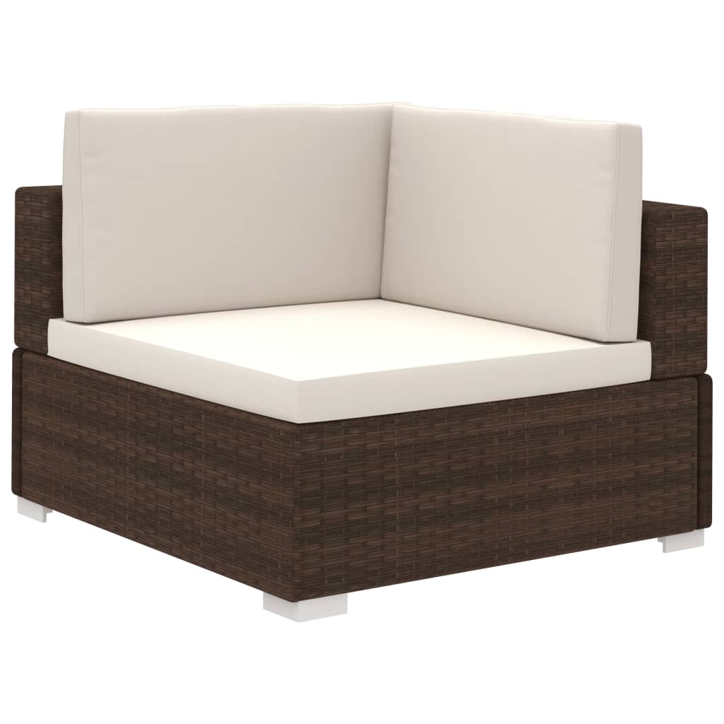 Set muebles de jardín 8 piezas y cojines ratán sintético marrón vidaXL