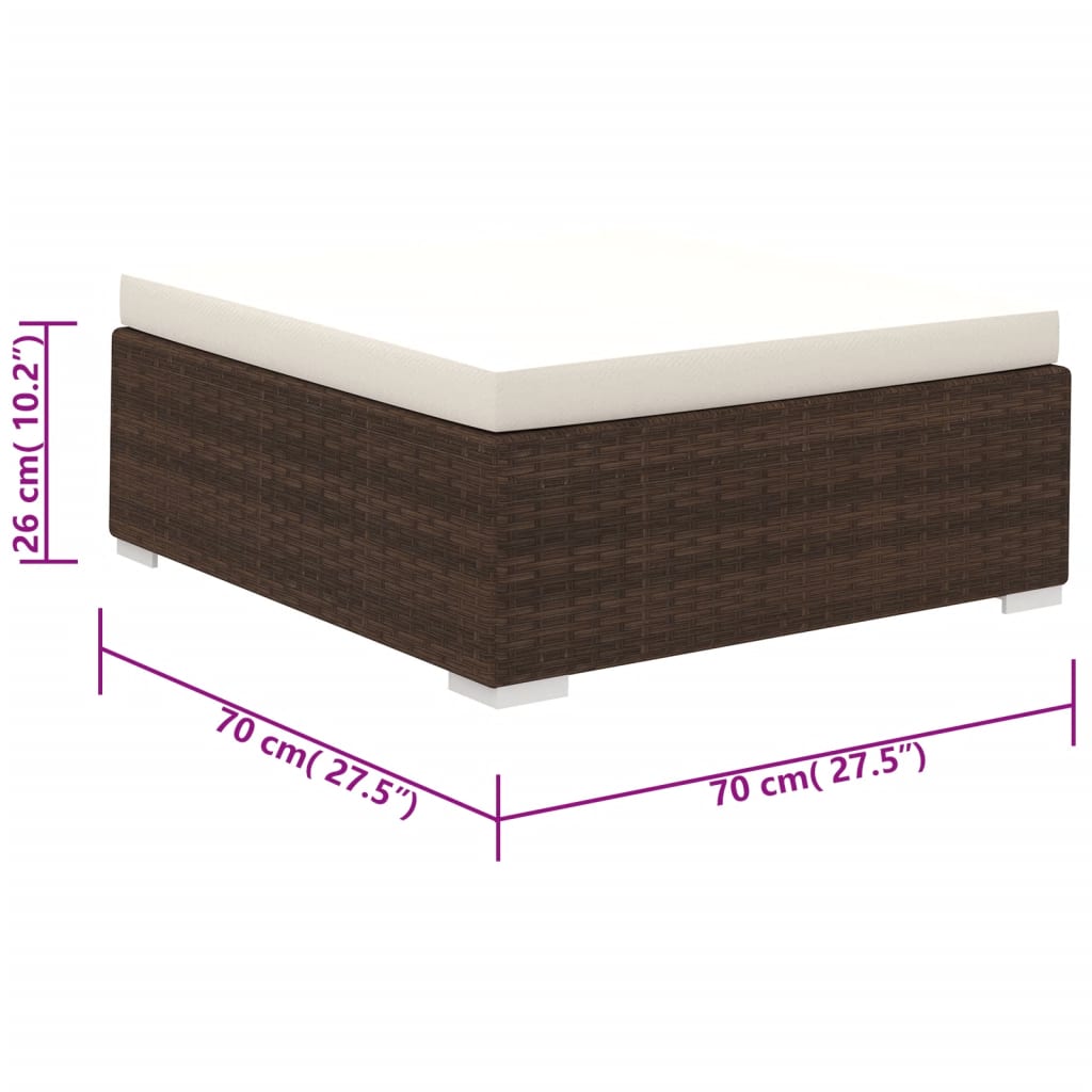 Set muebles de jardín 8 piezas y cojines ratán sintético marrón vidaXL