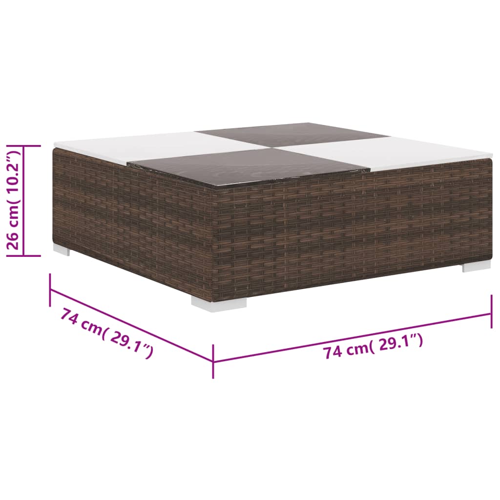 Set muebles de jardín 8 piezas y cojines ratán sintético marrón vidaXL