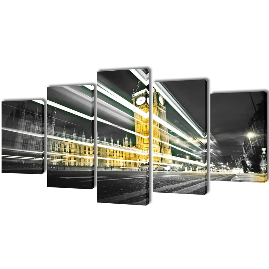 Vetonek Set decorativo de lienzos para pared Big Ben de Londres 200x100 cm