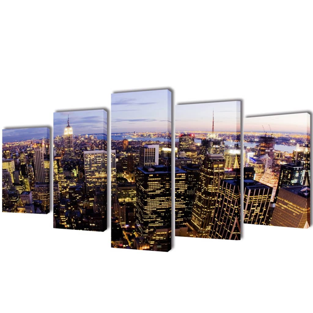 Vetonek Set decorativo de lienzos pared Nueva York panorámica 100x50cm