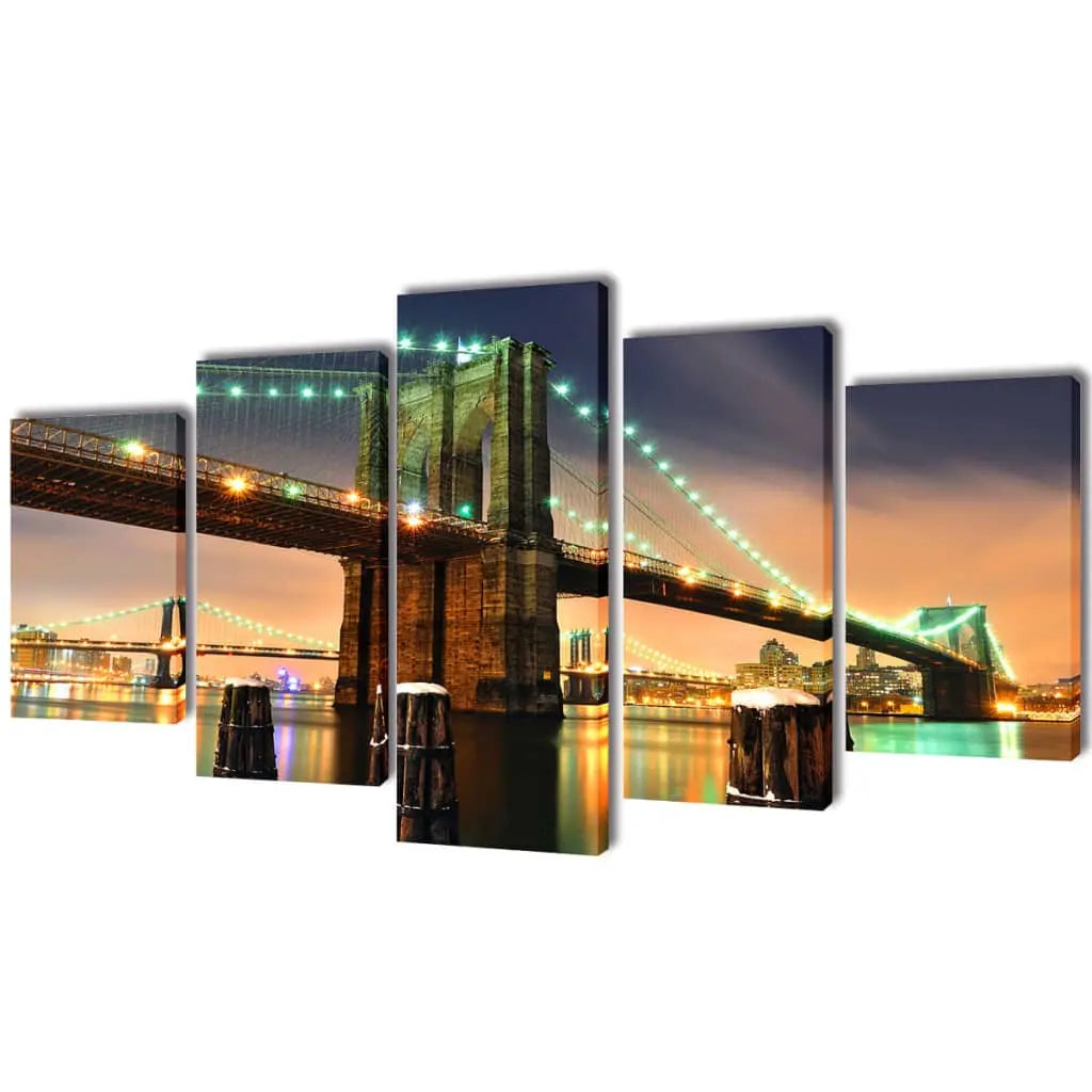 Set decorativo de lienzos para pared puente de Brooklyn 200x100 cm