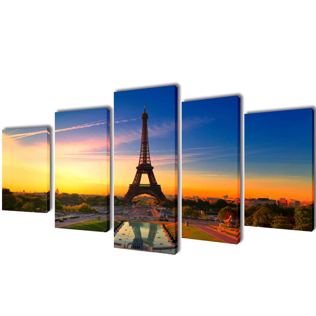 Vetonek Set decorativo de lienzos para la pared Torre Eiffel 100 x 50 cm