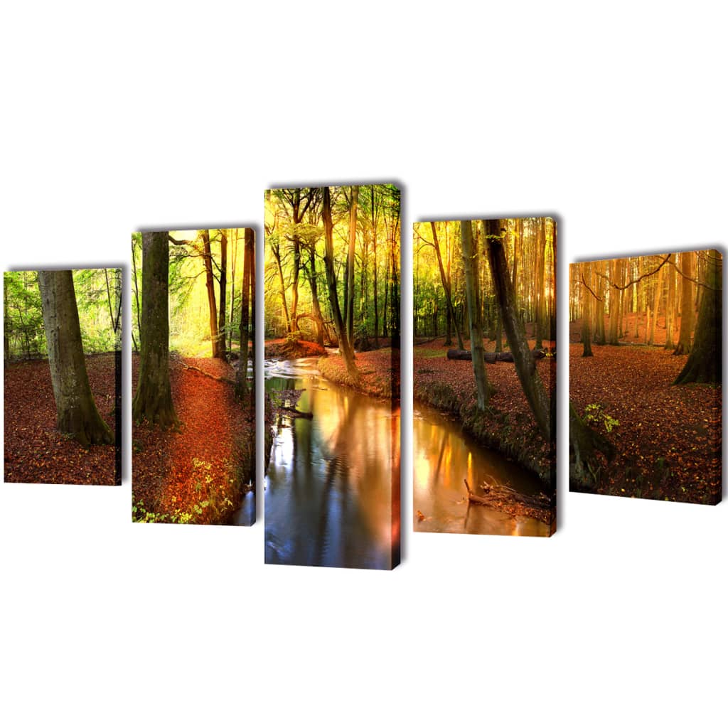 Set decorativo de lienzos para la pared modelo bosque, 100 x 50 cm