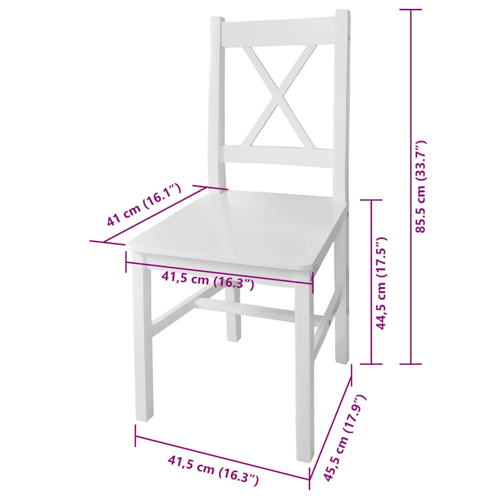 Sillas de comedor 4 unidades madera de pino blancas vidaXL