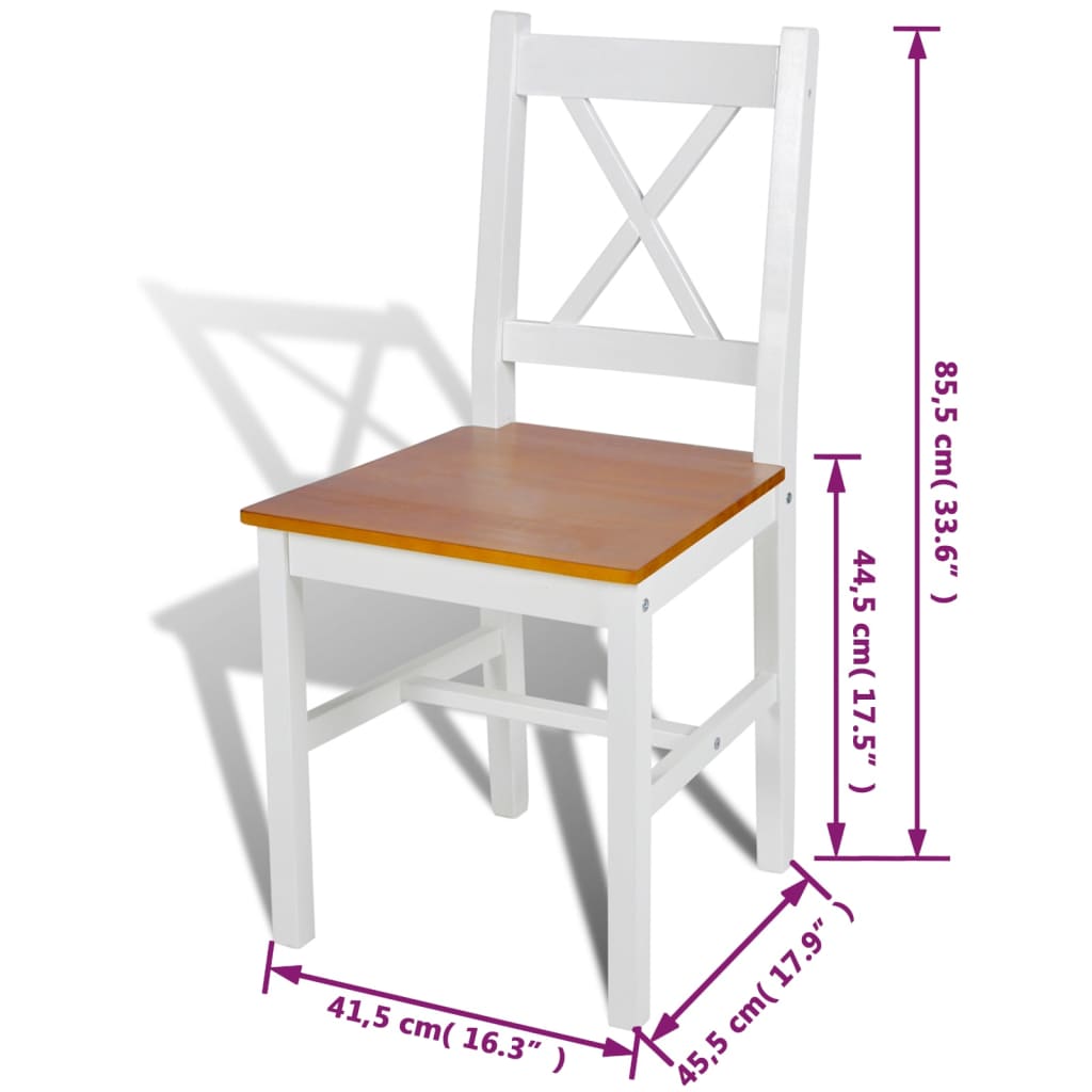 Sillas de comedor 4 unidades madera de pino blancas