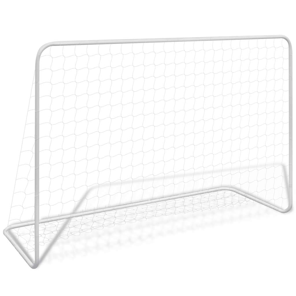 Vetonek Portería de fútbol con red acero blanco 182x61x122 cm