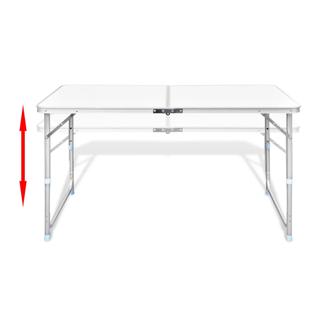 Table de camping pliante réglable avec 4 tabourets 120x60 cm