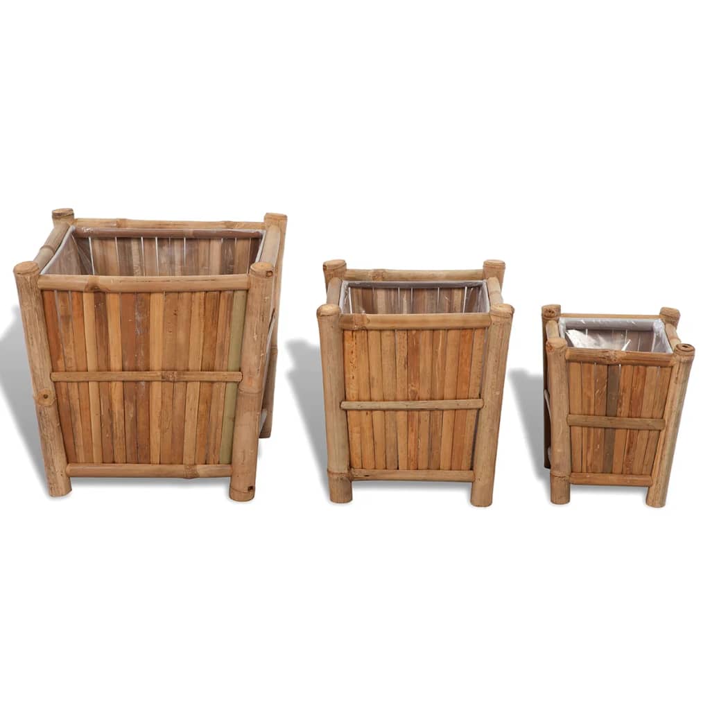 Vetonek Planters with Nylon Lining 3 Pack Bamboo
