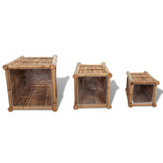 Planters with nylon lining 3 units bamboo v9248 - Vetonek