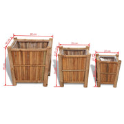 Planters with nylon lining 3 units bamboo v9248 - Vetonek