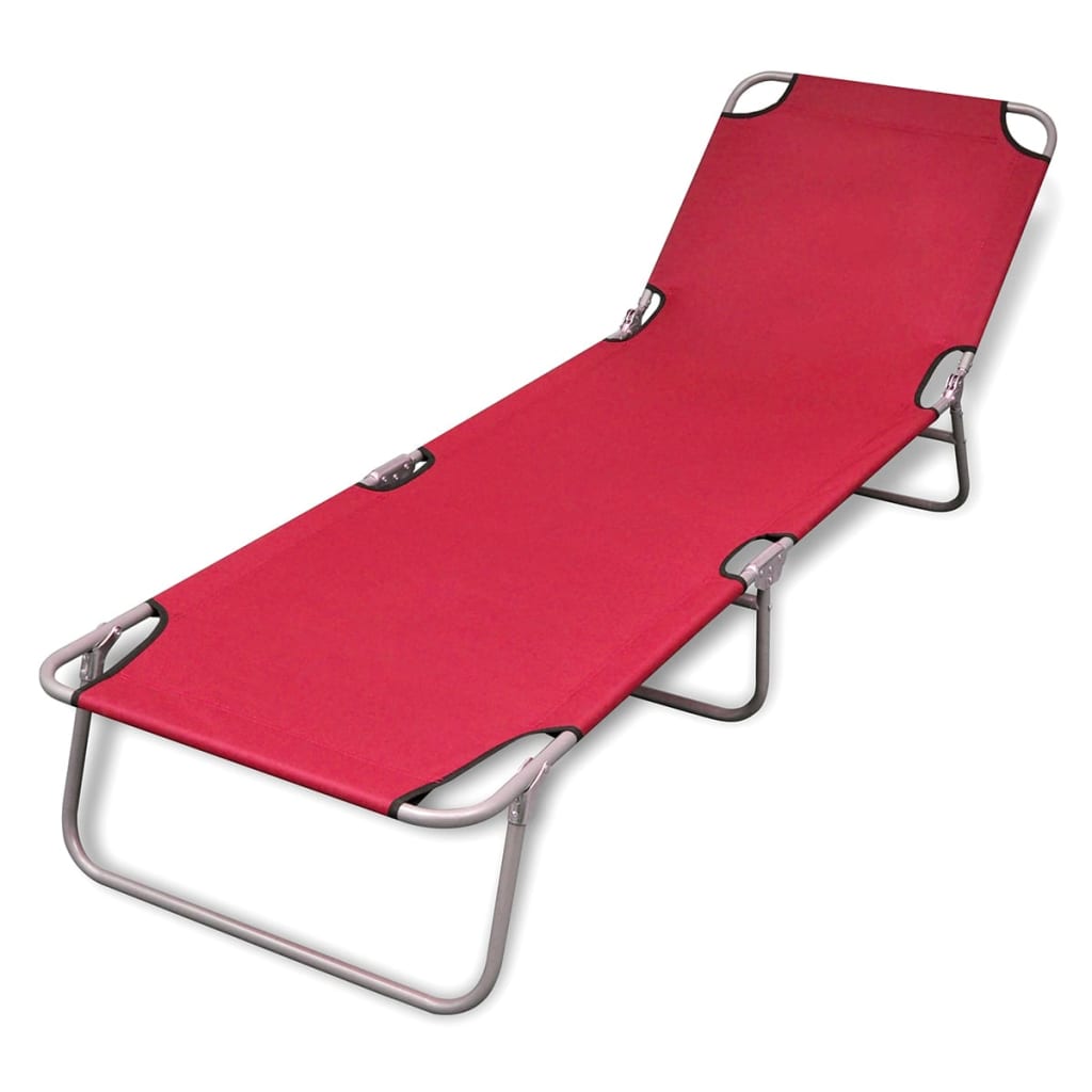 Vetonek Tumbona plegable de acero con recubrimiento polvo rojo