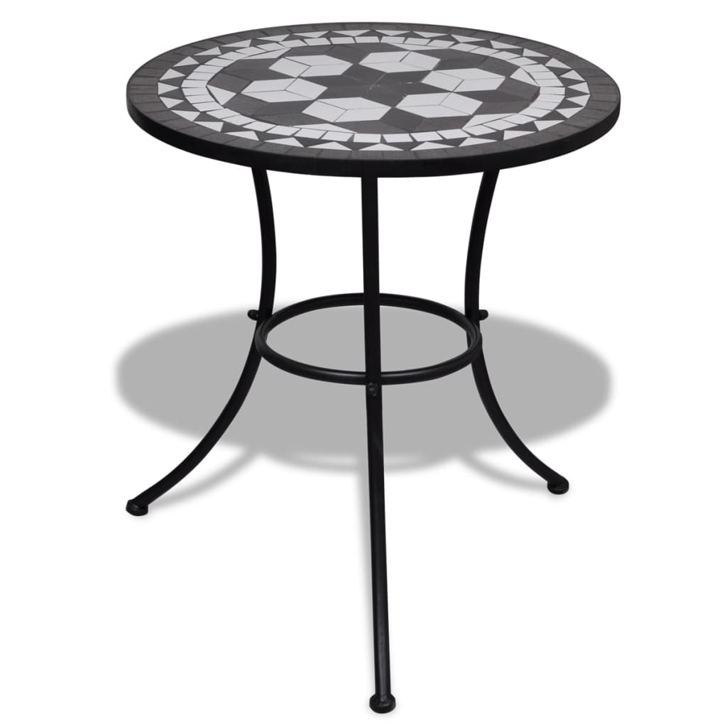 Vetonek Mesa de bistro terraza mosaico negro y blanco 60 cm 