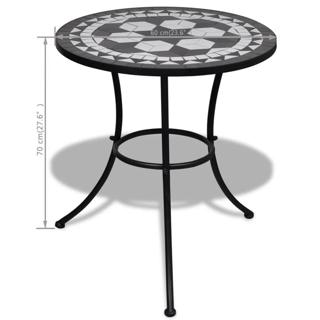 Mesa de bistro terraza mosaico negro y blanco 60 cm vidaXL