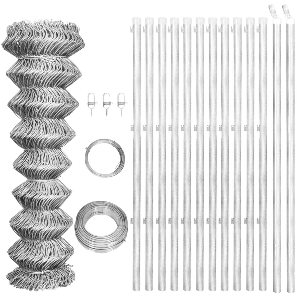 Vetonek Valla de alambre y postes acero galvanizado plateado 25x0,8 m