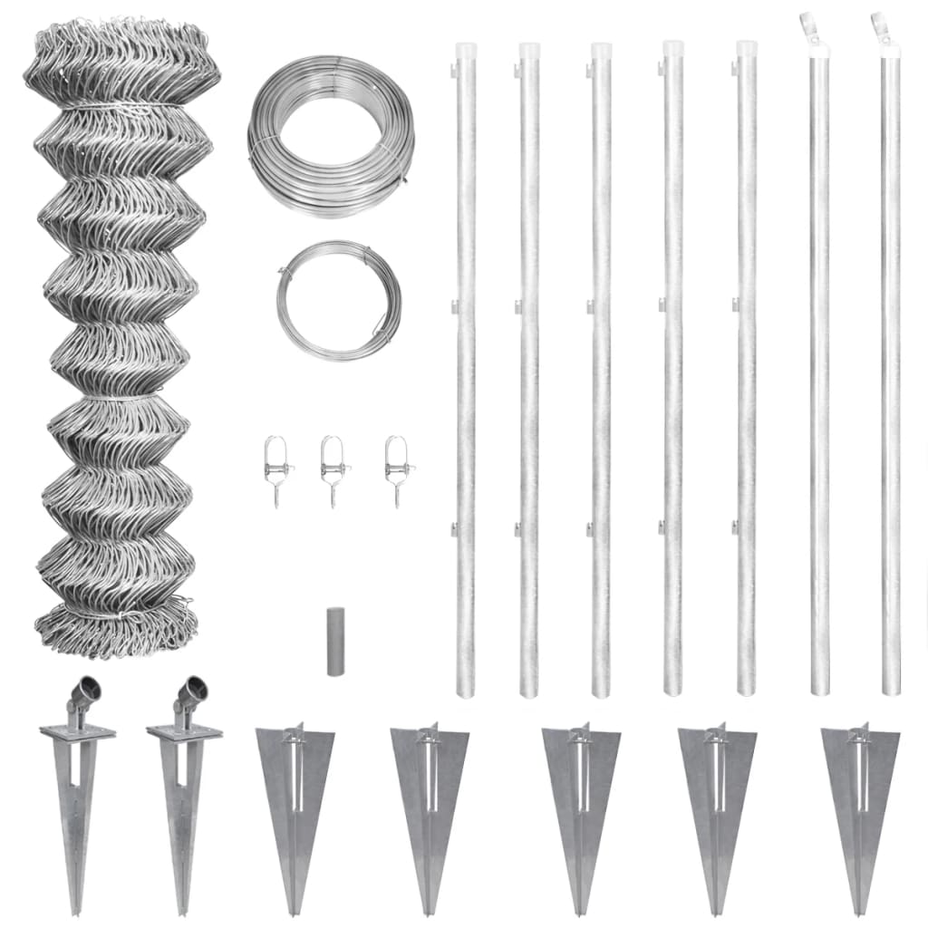 Vetonek Valla metálica con estacas postes acero galvanizado 15x1,25 m