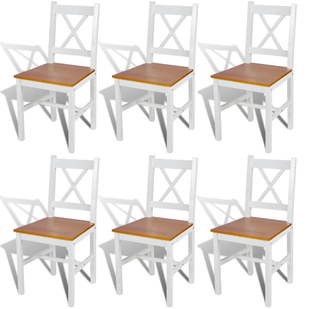 Vetonek Sillas de comedor 6 unidades madera de pino blanco