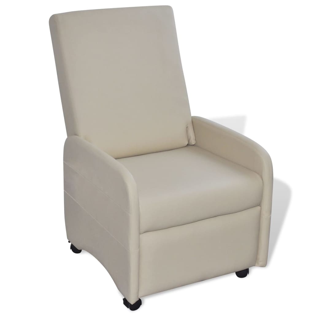 Vetonek Sillón plegable de cuero sintético color crema