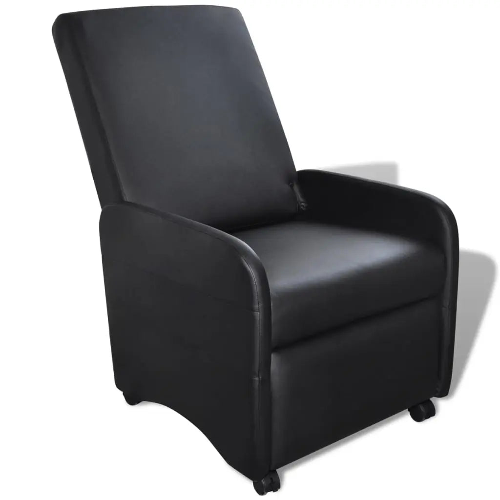 Vetonek Sillón plegable de cuero sintético negro