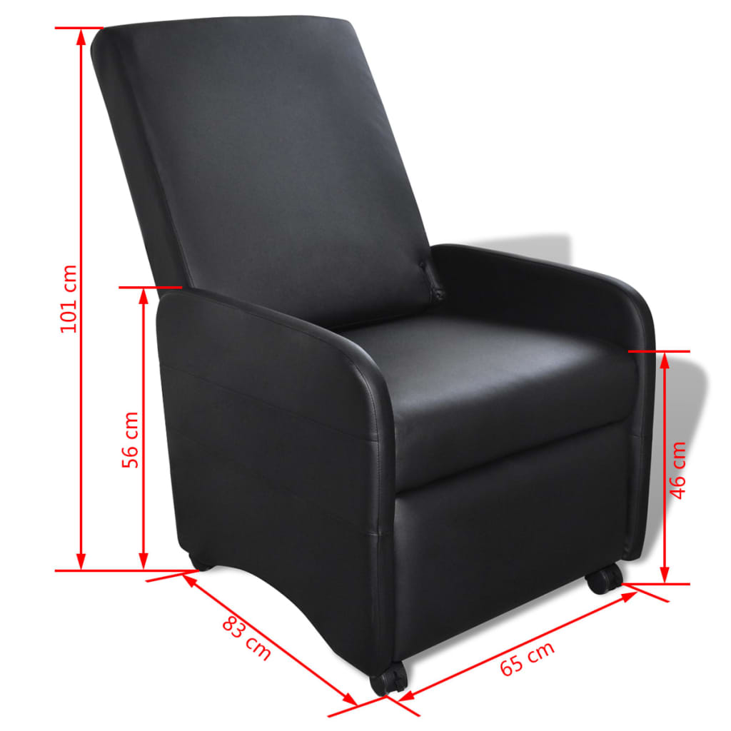 Sillón plegable de cuero sintético negro