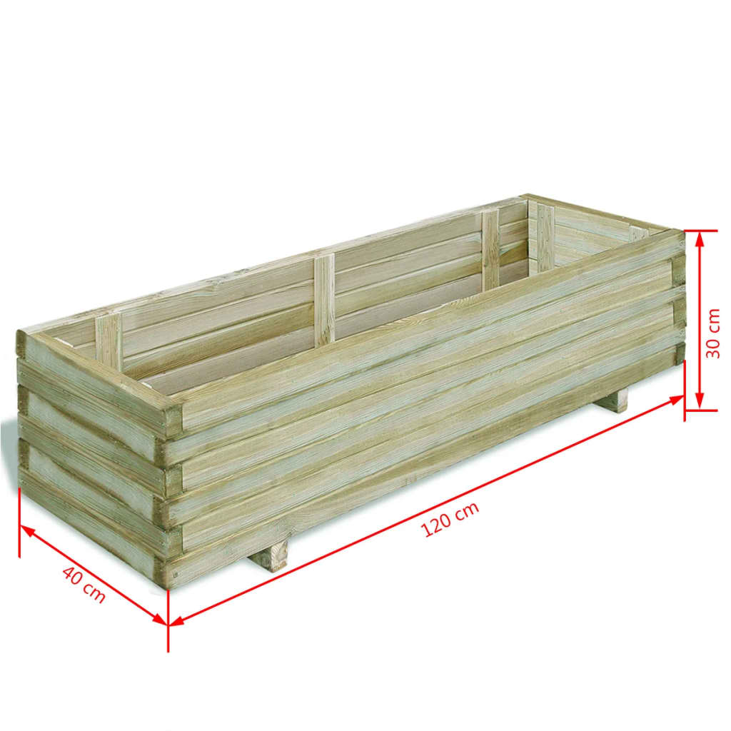 Arriate rectangular madera 120x40x30 cm V9575 Vetonek