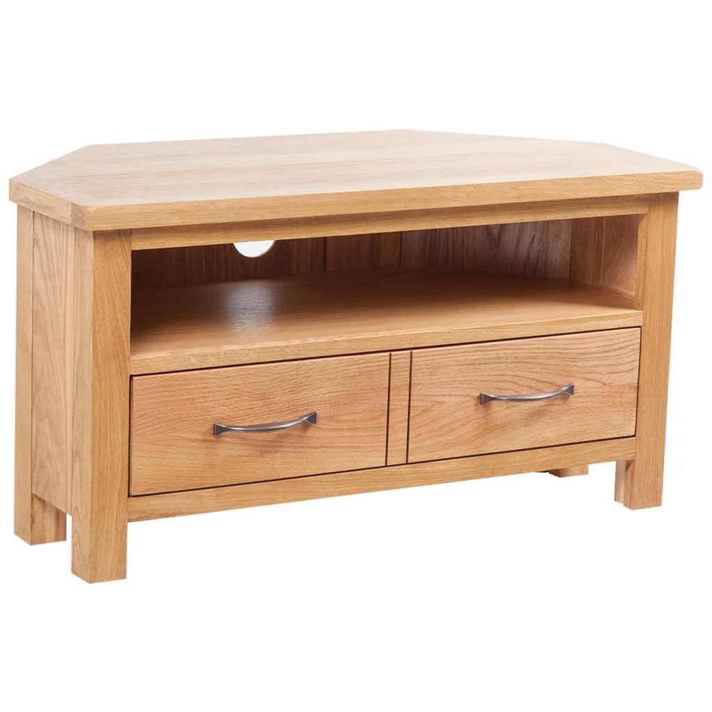 Vetonek Mueble para TV con cajones madera maciza de roble 88x42x46 cm