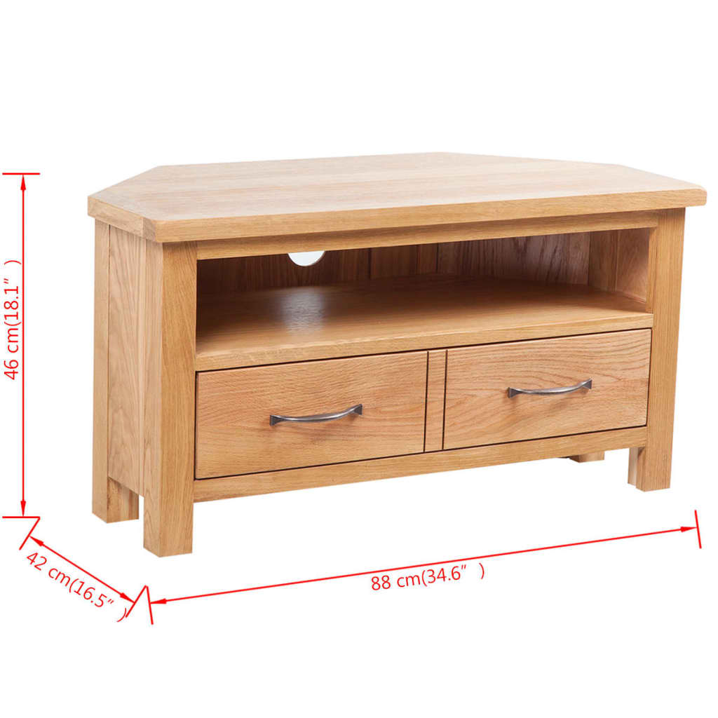 Mueble para TV con cajones madera maciza de roble 88x42x46 cm