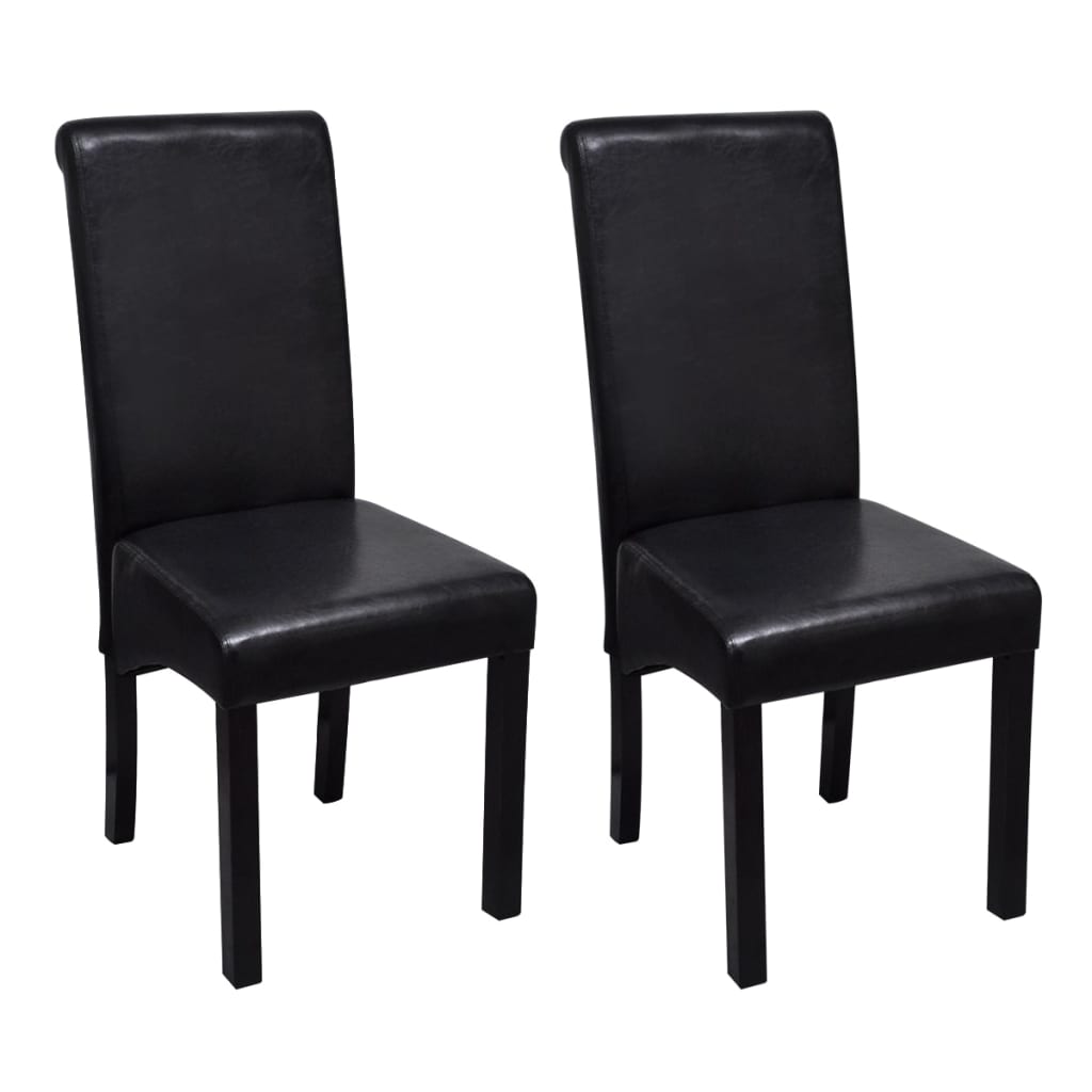 Vetonek Sillas de comedor 2 unidades cuero sintético negro