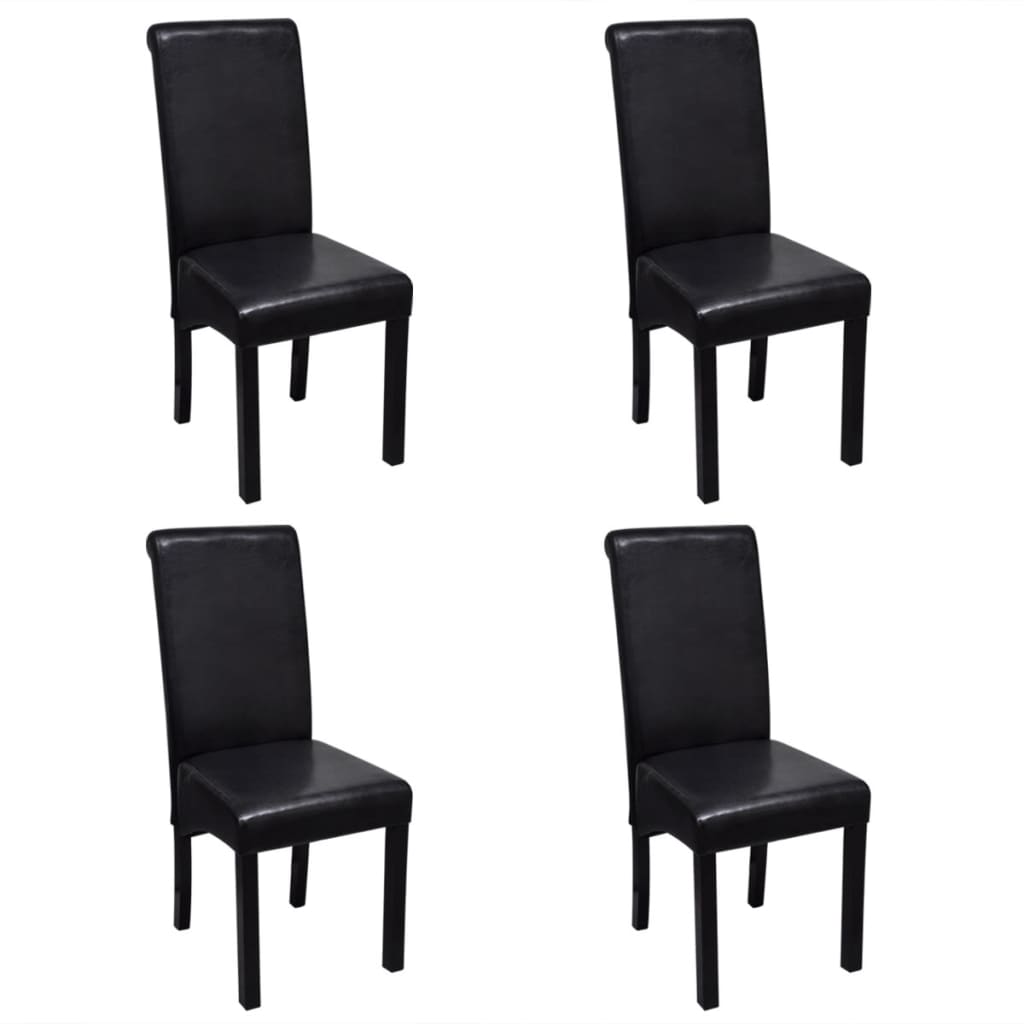 Vetonek Sillas de comedor 4 unidades cuero sintético negro