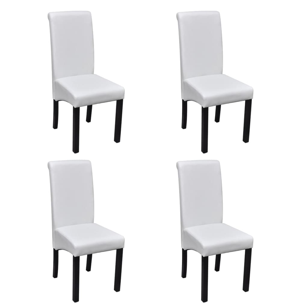 Vetonek Sillas de comedor 4 unidades cuero sintético blanco