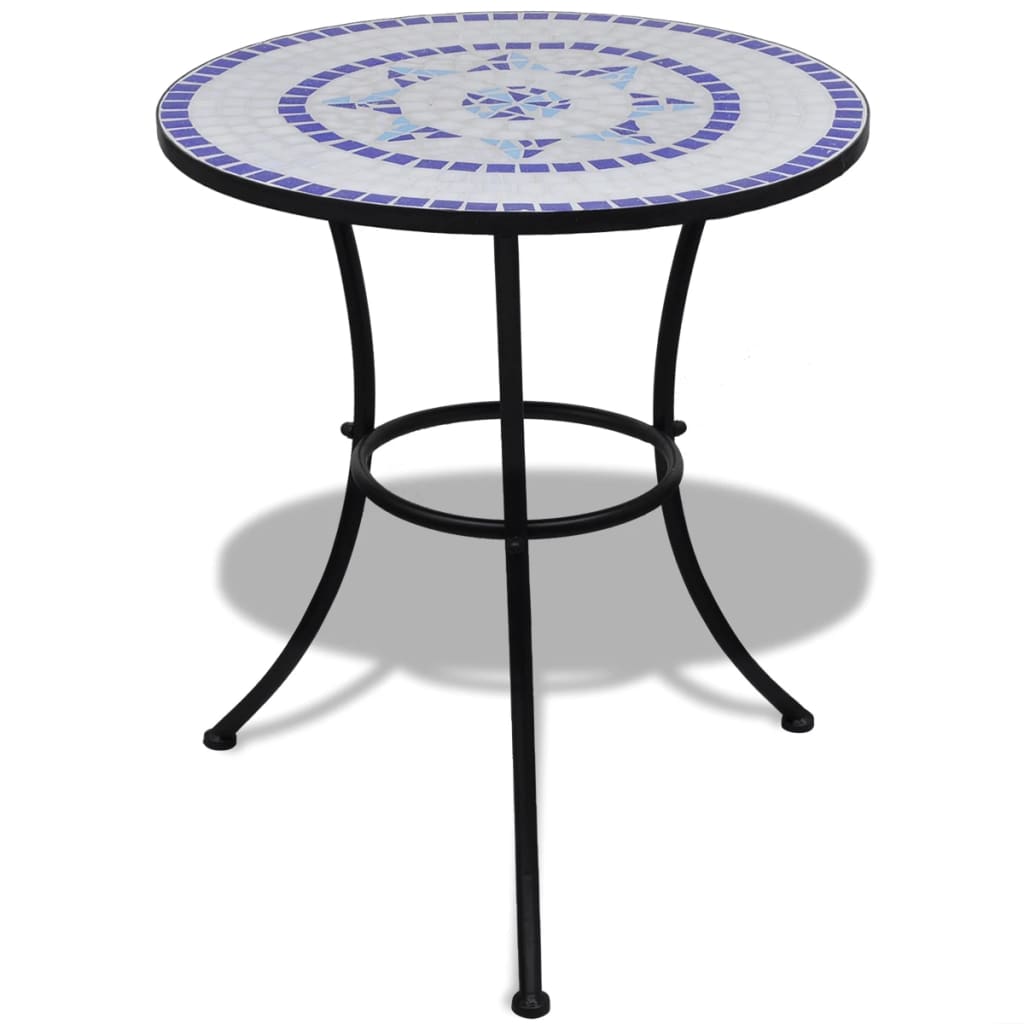 Set de mesa y sillas de jardín 3 pzas con mosaico azul y blanco vidaXL