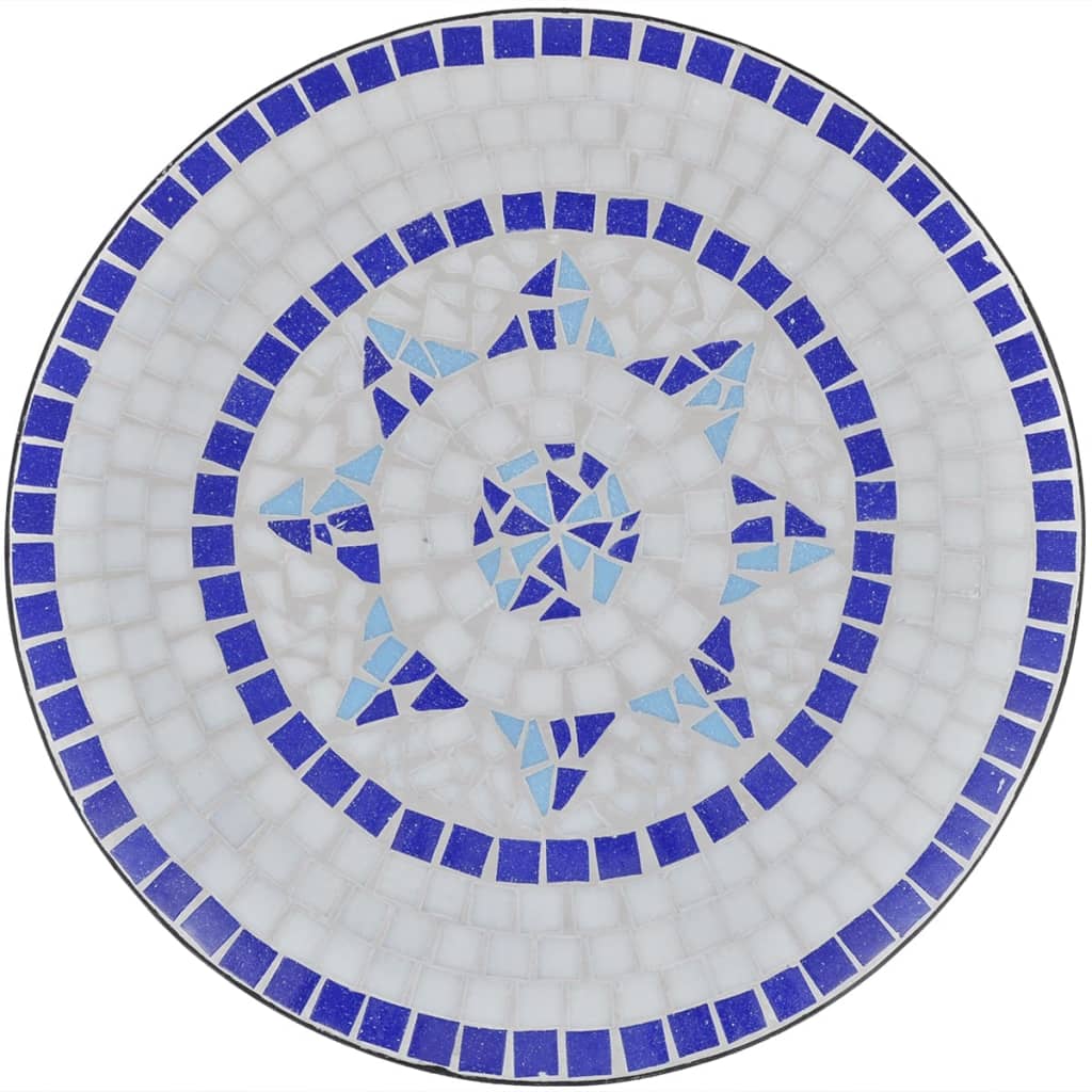 Set de mesa y sillas de jardín 3 pzas con mosaico azul y blanco vidaXL