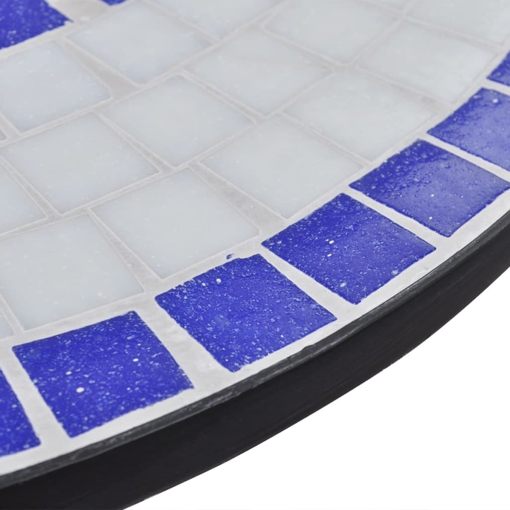 Set de mesa y sillas de jardín 3 pzas con mosaico azul y blanco vidaXL