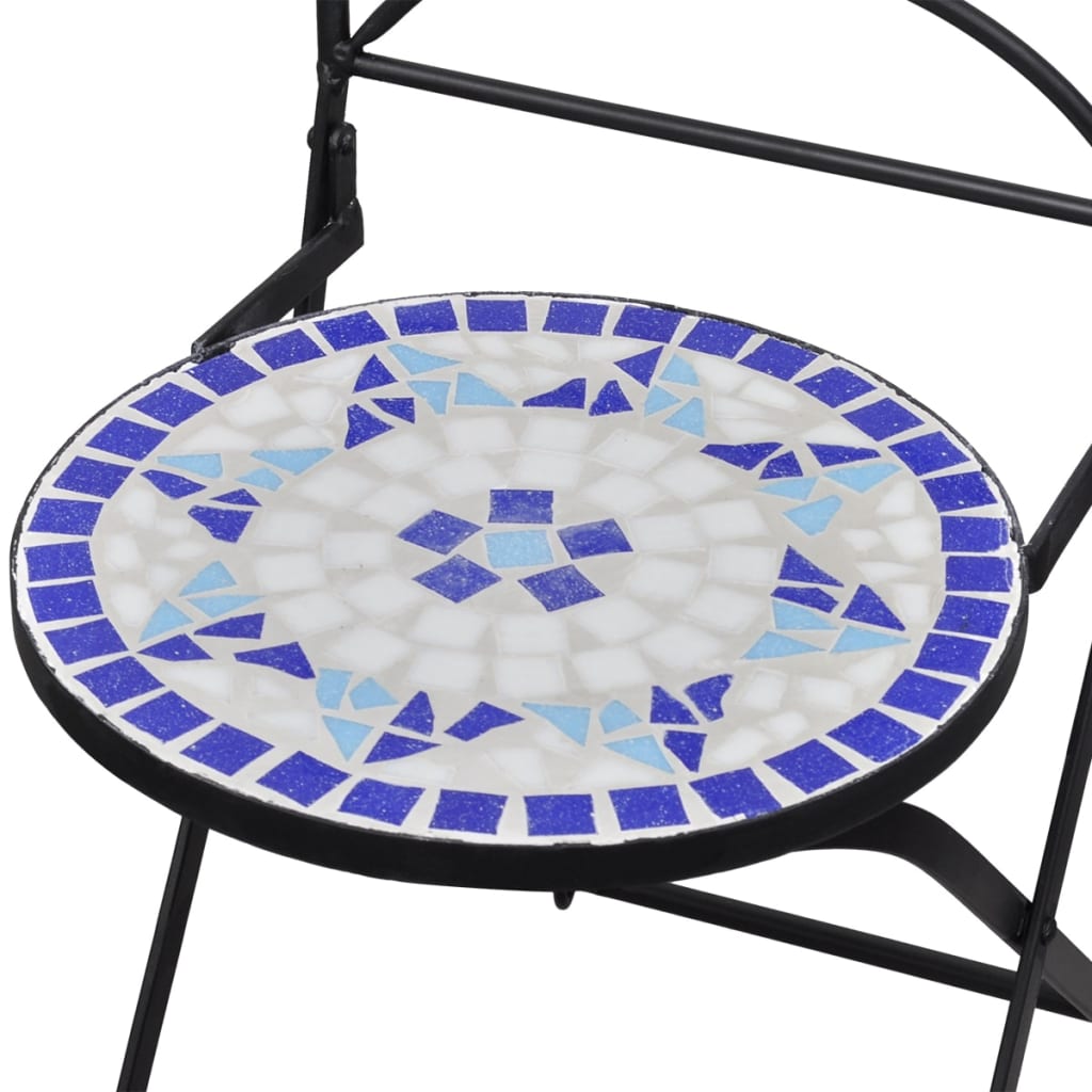 Set de mesa y sillas de jardín 3 pzas con mosaico azul y blanco vidaXL