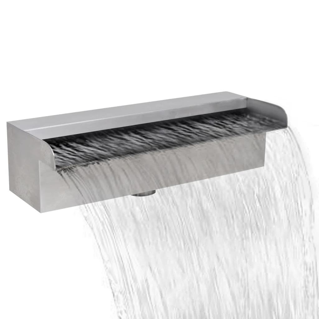 Vetonek Fuente cascada rectangular piscina acero inoxidable 30 cm